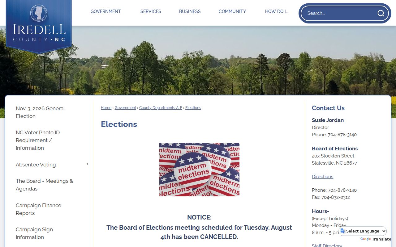 Mooresville voter registration help from Iredell County Elections