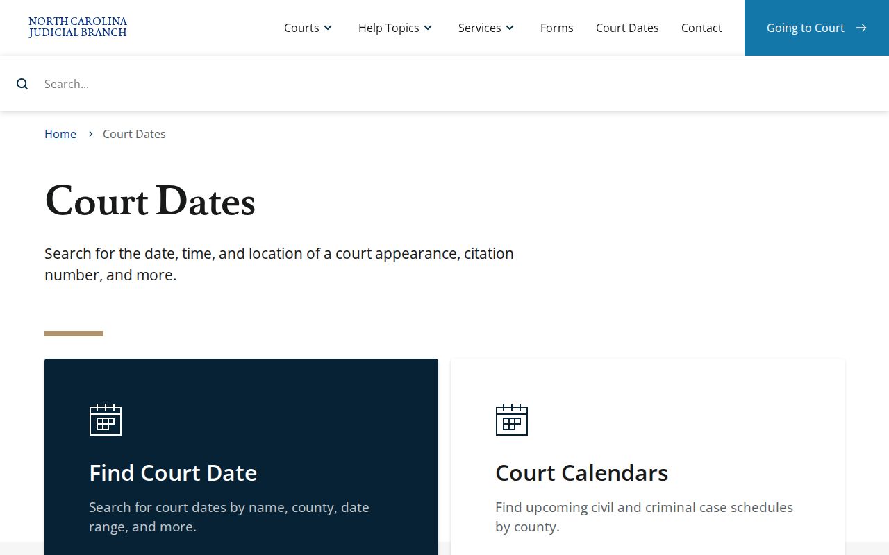 North Carolina court-date lookup for Mooresville public records